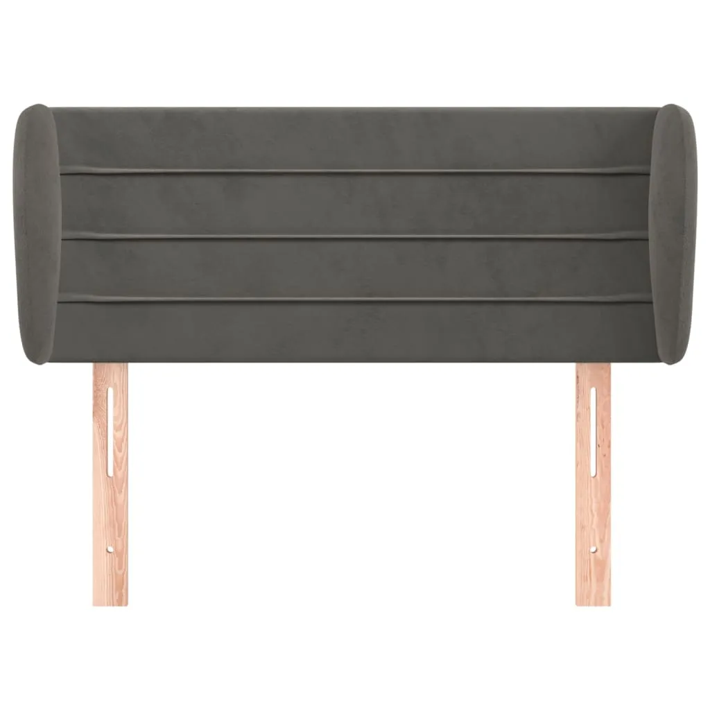 Tăblie de pat cu aripioare gri închis 83x23x78/88 cm catifea - imagine 3