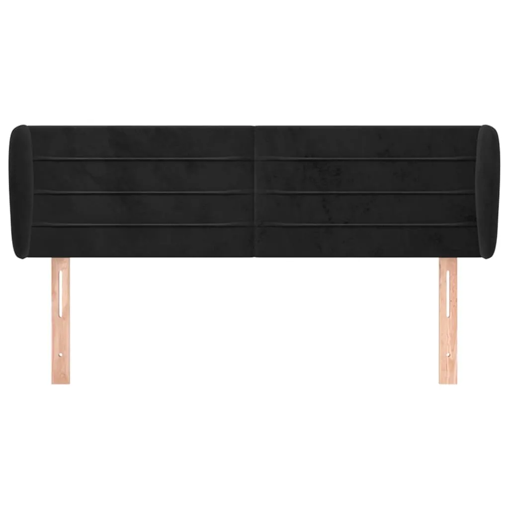 Tăblie de pat cu aripioare negru 147x23x78/88 cm catifea - imagine 3
