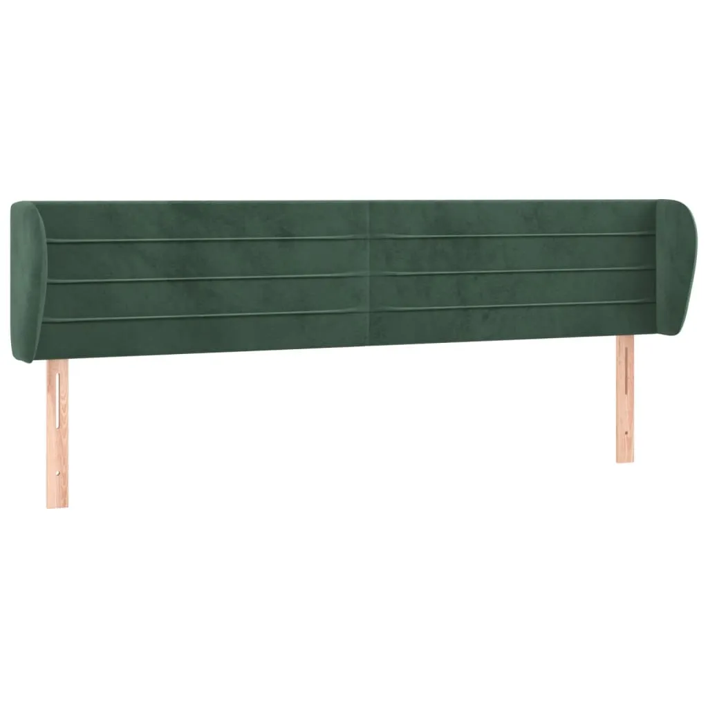 Tăblie de pat cu aripioare verde închis 163x23x78/88 cm catifea - imagine 2
