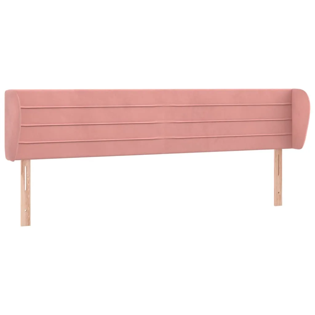 Tăblie de pat cu aripioare roz 163x23x78/88 cm catifea - imagine 2