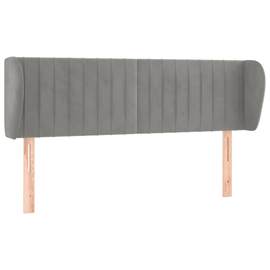 Tăblie de pat cu aripioare gri deschis 147x23x78/88 cm catifea - imagine 2