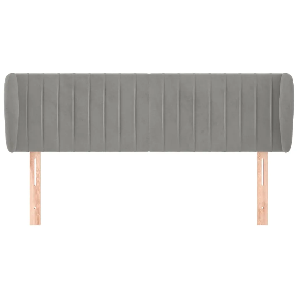 Tăblie de pat cu aripioare gri deschis 147x23x78/88 cm catifea - imagine 3