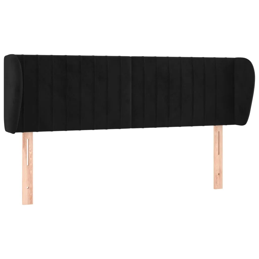 Tăblie de pat cu aripioare negru 147x23x78/88 cm catifea - imagine 2