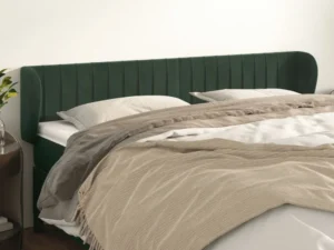 Tăblie de pat cu aripioare verde închis 163x23x78/88 cm catifea