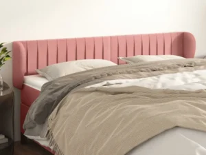 Tăblie de pat cu aripioare roz 183x23x78/88 cm catifea