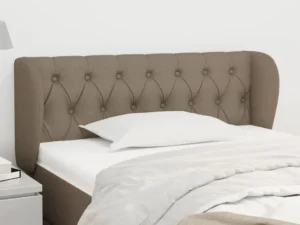 Tăblie de pat cu aripioare gri taupe 93x23x78/88 cm textil