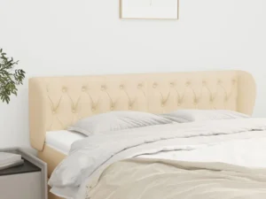 Tăblie de pat cu aripioare crem 163x23x78/88 cm material textil