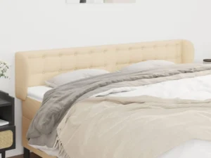 Tăblie de pat cu aripioare crem 163x23x78/88 cm material textil