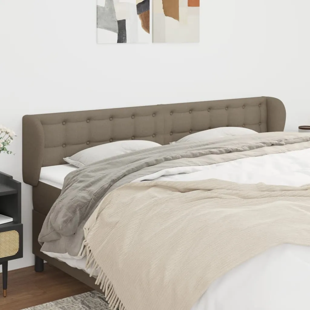 Tăblie de pat cu aripioare gri taupe 183x23x78/88 cm textil