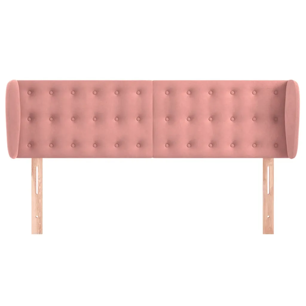 Tăblie de pat cu aripioare roz 147x23x78/88 cm catifea - imagine 3