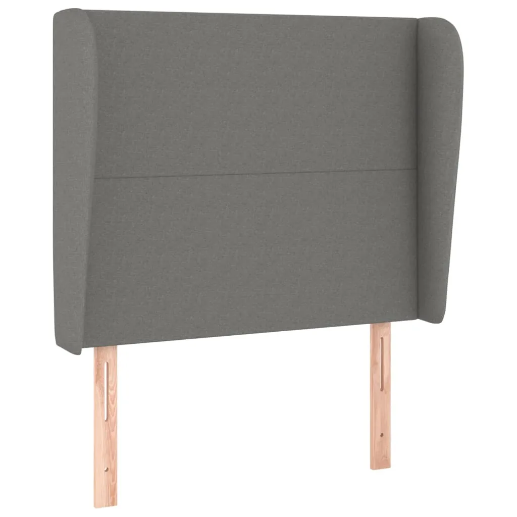 Tăblie de pat cu aripioare gri închis 93x23x118/128 cm textil - imagine 2