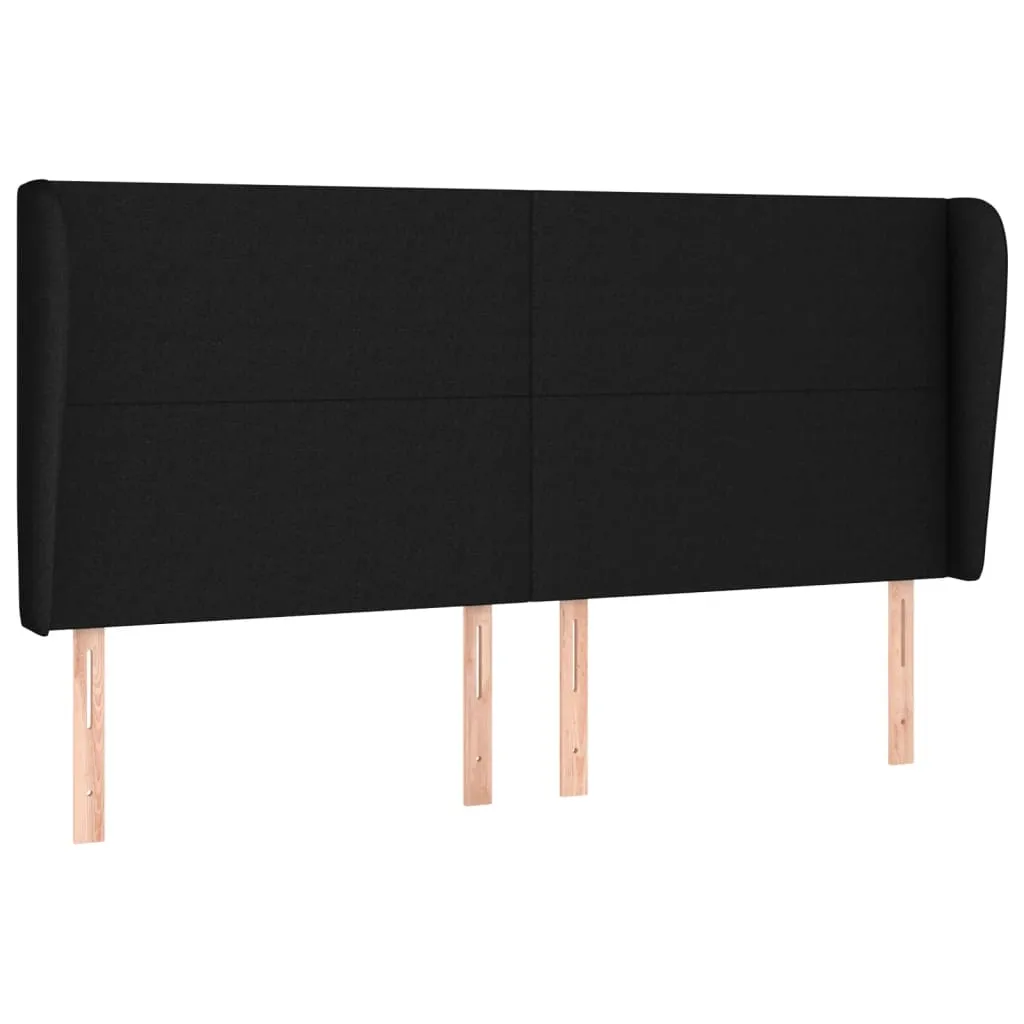 Tăblie de pat cu aripioare, negru, 163x23x118/128 cm, textil - imagine 2