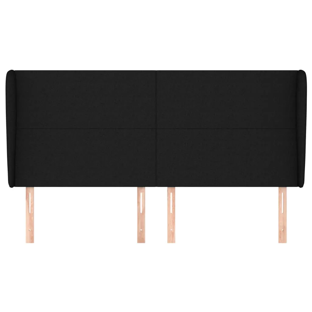 Tăblie de pat cu aripioare, negru, 163x23x118/128 cm, textil - imagine 3