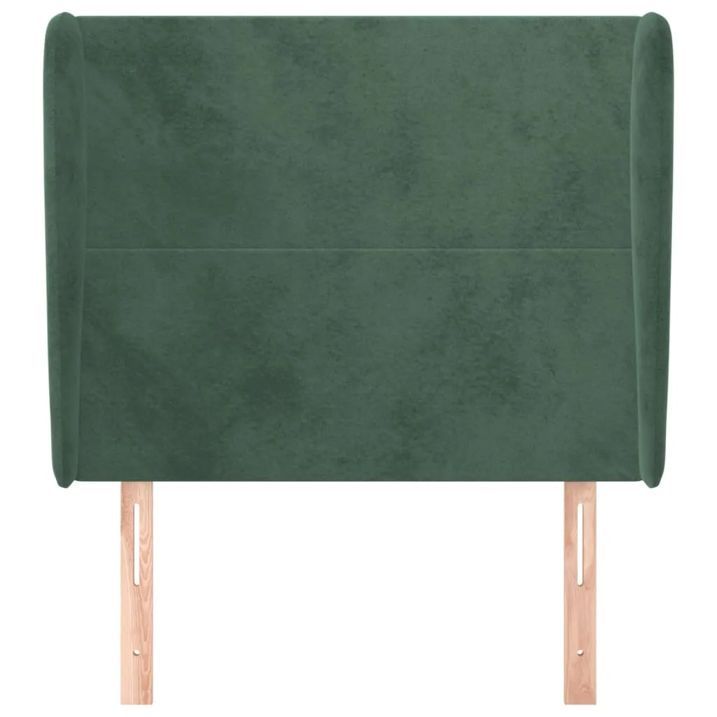 Tăblie pat cu aripioare verde închis 93x23x118/128 cm catifea - imagine 3