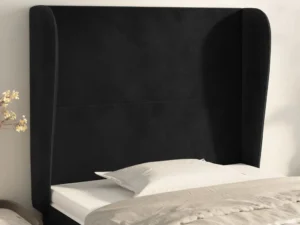 Tăblie de pat cu aripioare, negru, 103x23x118/128 cm, catifea