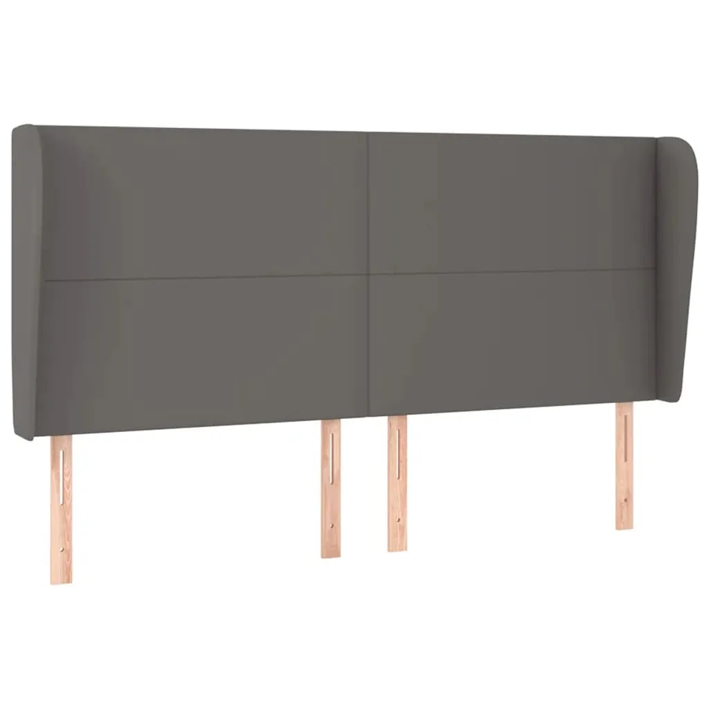 Tăblie de pat cu aripioare gri 163x23x118/128 cm piele eco - imagine 2
