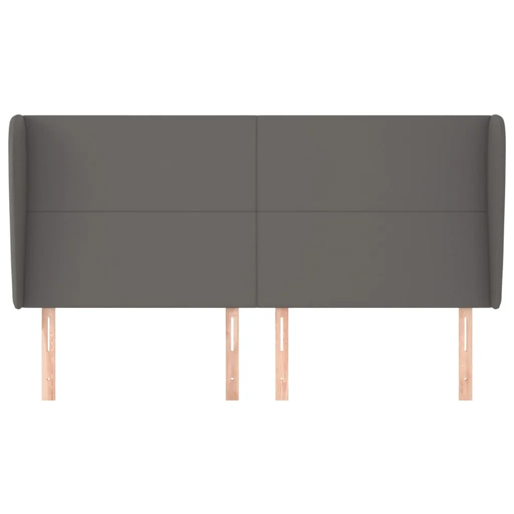 Tăblie de pat cu aripioare gri 163x23x118/128 cm piele eco - imagine 3