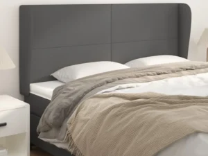 Tăblie de pat cu aripioare gri 163x23x118/128 cm piele eco