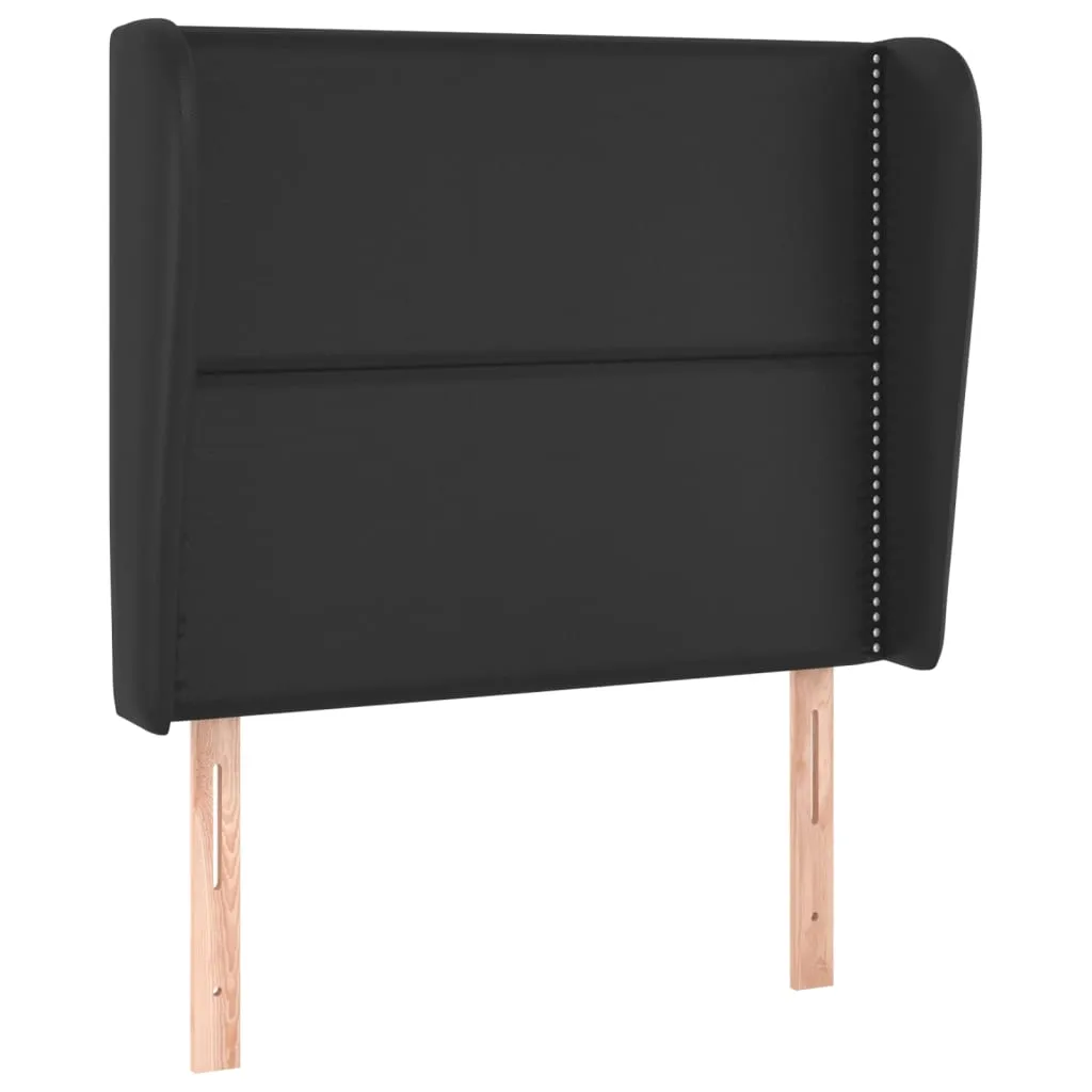 Tăblie de pat cu aripioare, negru, 103x23x118/128 cm, piele eco - imagine 2