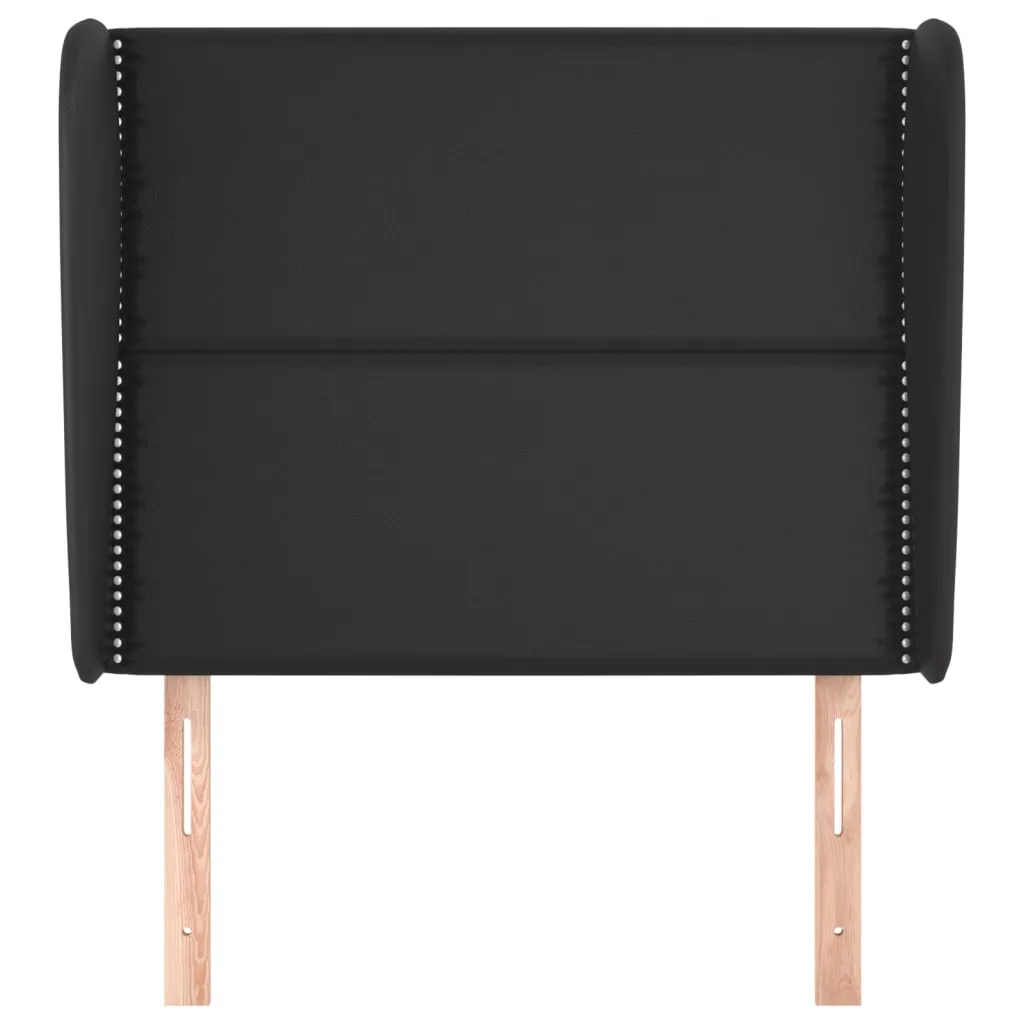 Tăblie de pat cu aripioare, negru, 103x23x118/128 cm, piele eco - imagine 3
