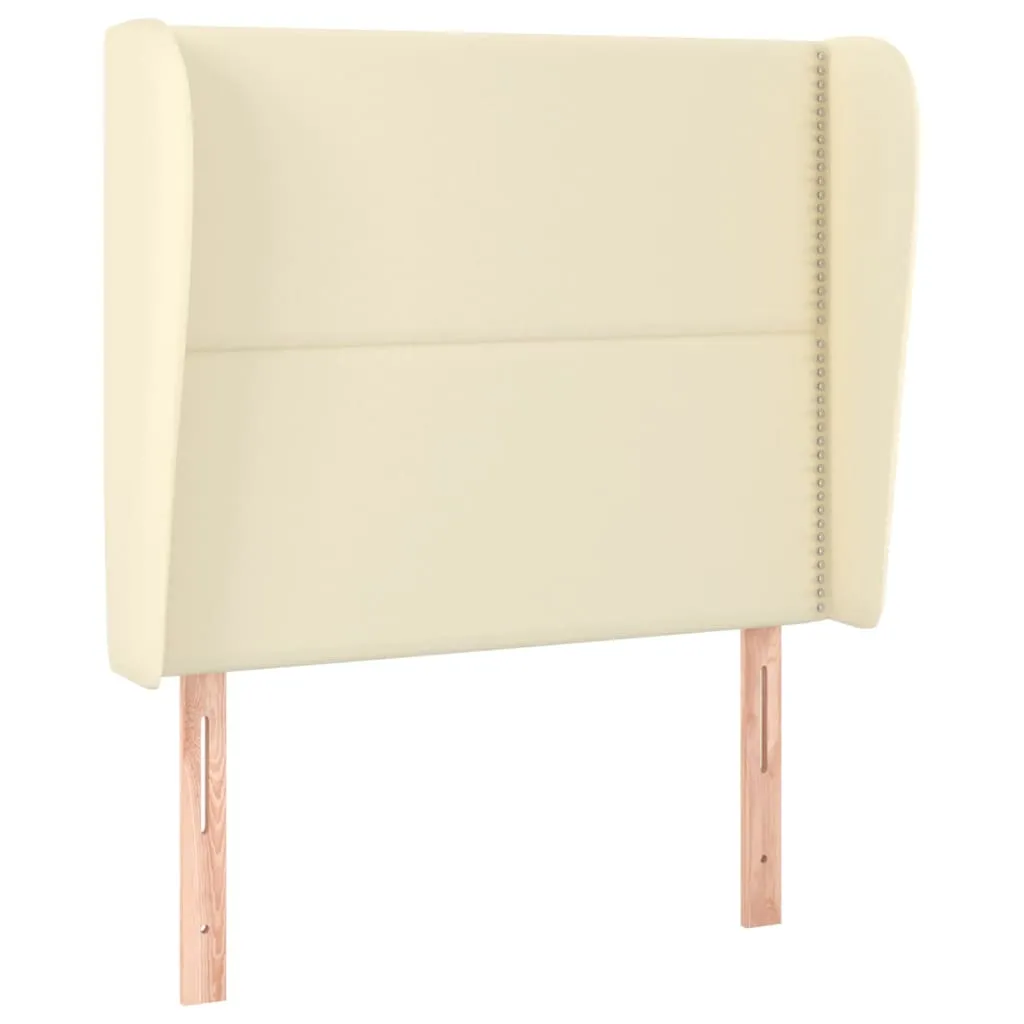 Tăblie de pat cu aripioare, crem, 103x23x118/128 cm, piele eco - imagine 2