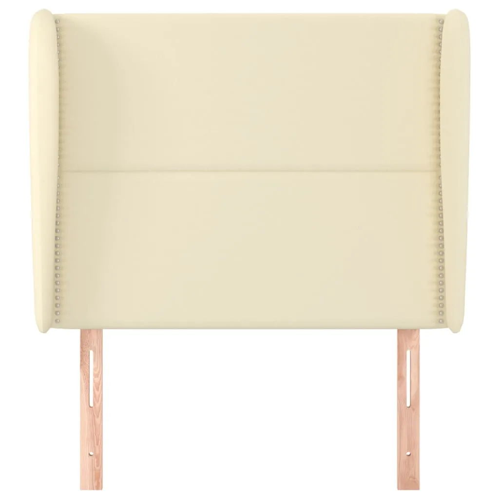 Tăblie de pat cu aripioare, crem, 103x23x118/128 cm, piele eco - imagine 3