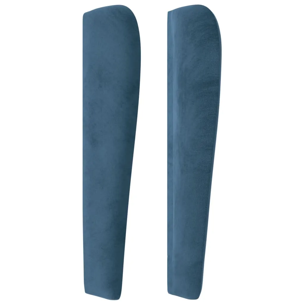Tăblie pat cu aripioare albastru închis 93x23x118/128cm catifea - imagine 4