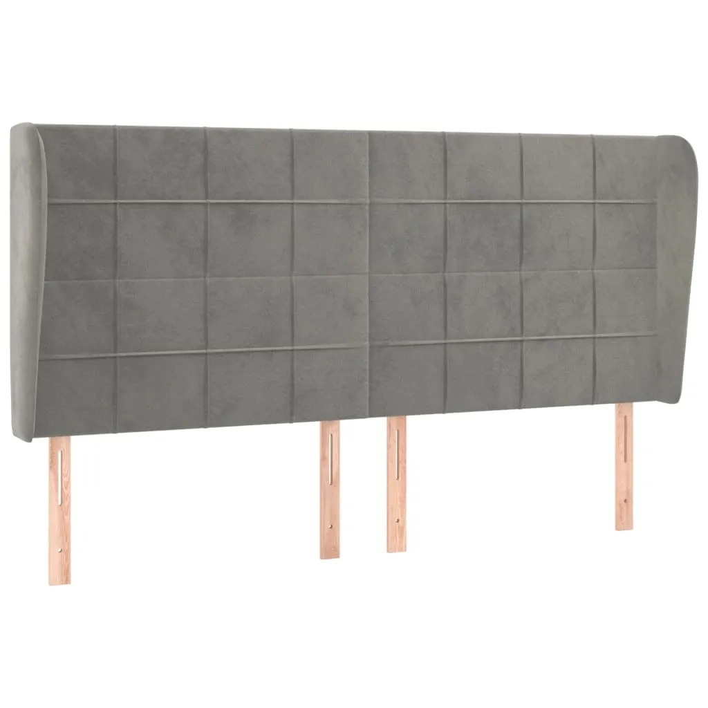 Tăblie de pat cu aripioare gri deschis 163x23x118/128cm catifea - imagine 2