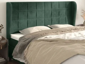 Tăblie pat cu aripioare verde închis 183x23x118/128 cm catifea