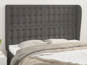 Tăblie de pat cu aripioare gri 147x23x118/128 cm piele eco