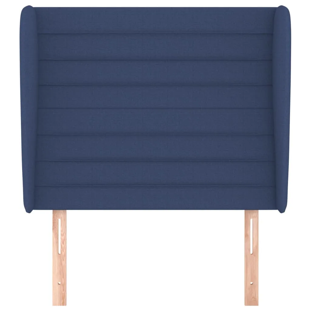 Tăblie de pat cu aripioare, albastru, 93x23x118/128 cm, textil - imagine 3