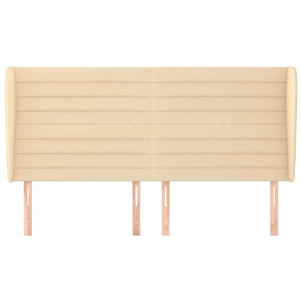 Tăblie de pat cu aripioare, crem, 183x23x118/128 cm, textil - imagine 3