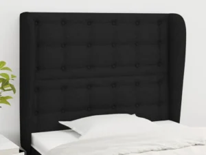 Tăblie de pat cu aripioare, negru, 103x23x118/128 cm, textil