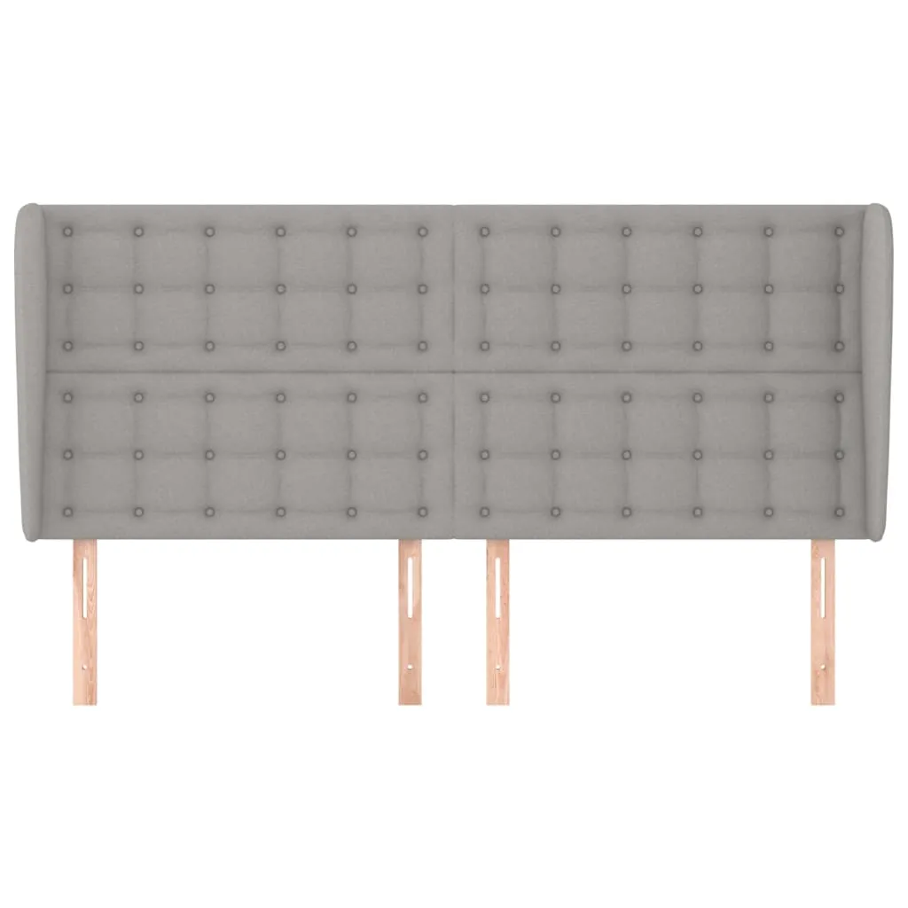 Tăblie de pat cu aripioare gri deschis 203x23x118/128 cm textil - imagine 3