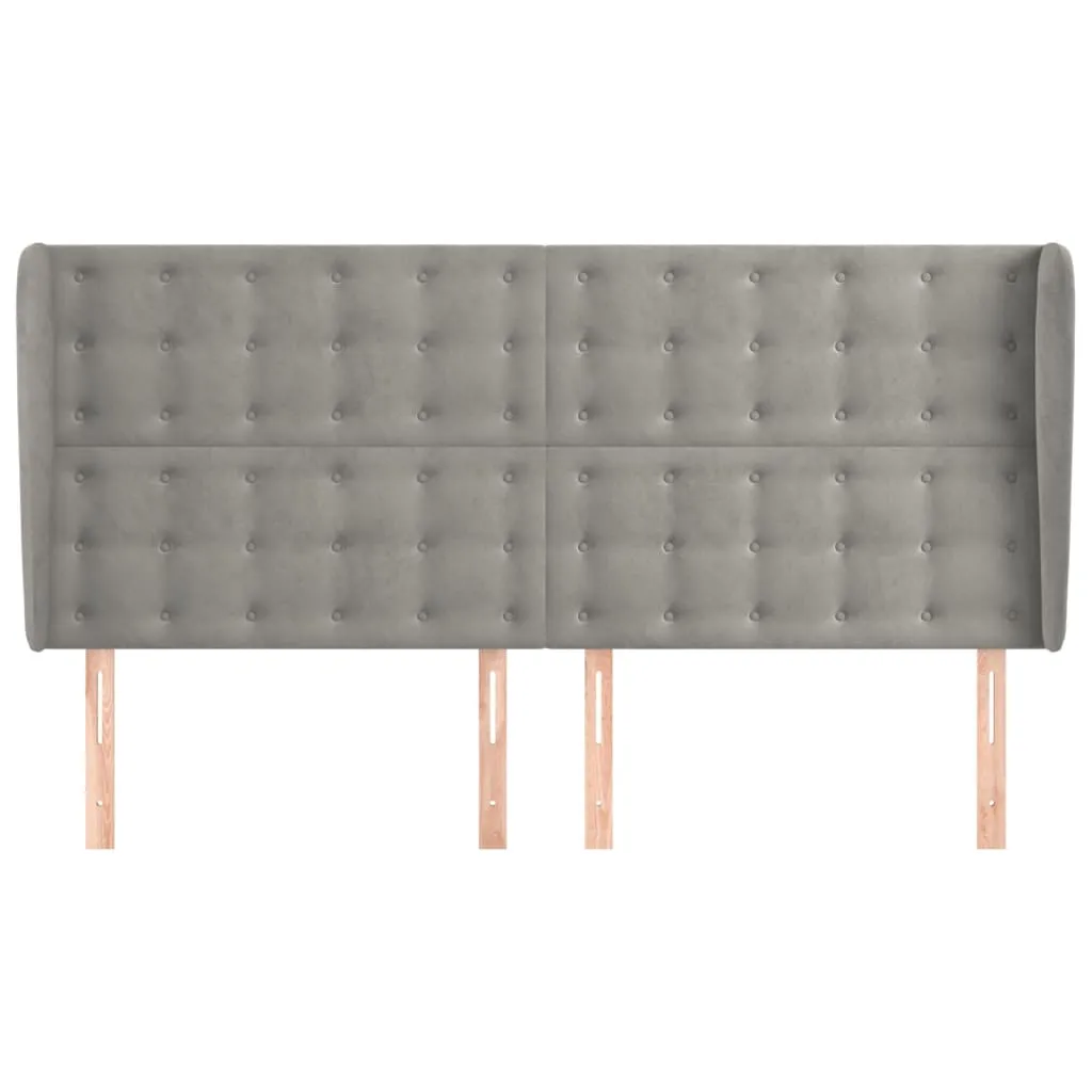Tăblie de pat cu aripioare gri deschis 163x23x118/128cm catifea - imagine 3