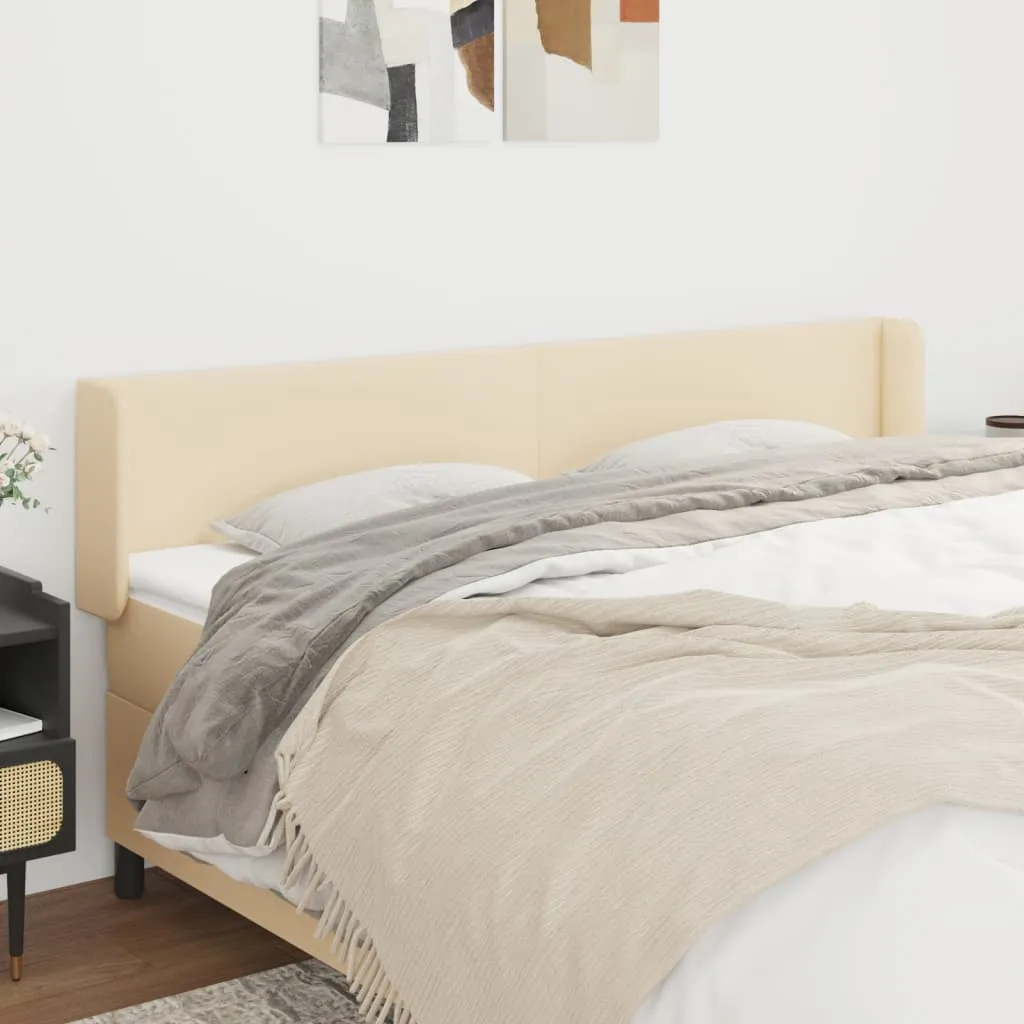Tăblie de pat cu aripioare, crem, 203x16x78/88 cm textil