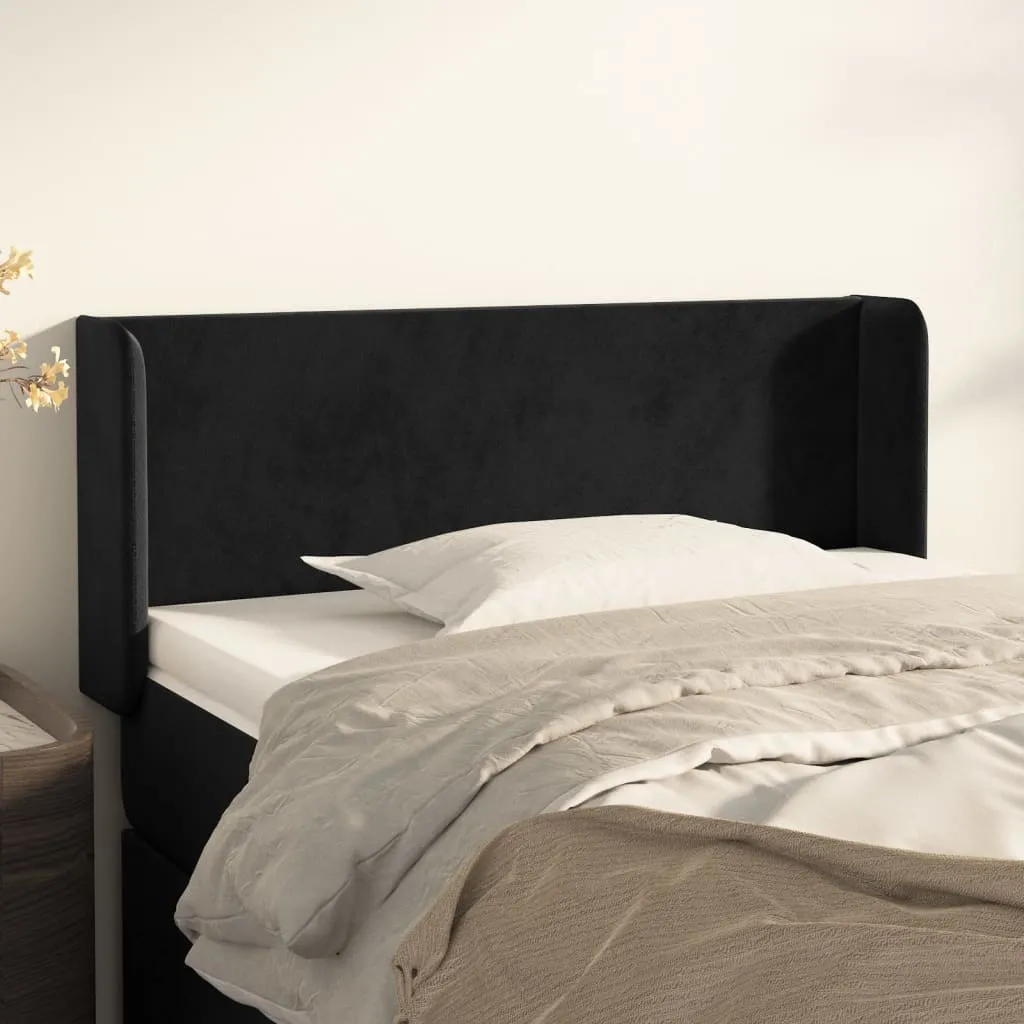 Tăblie de pat cu aripioare negru 83x16x78/88 cm catifea