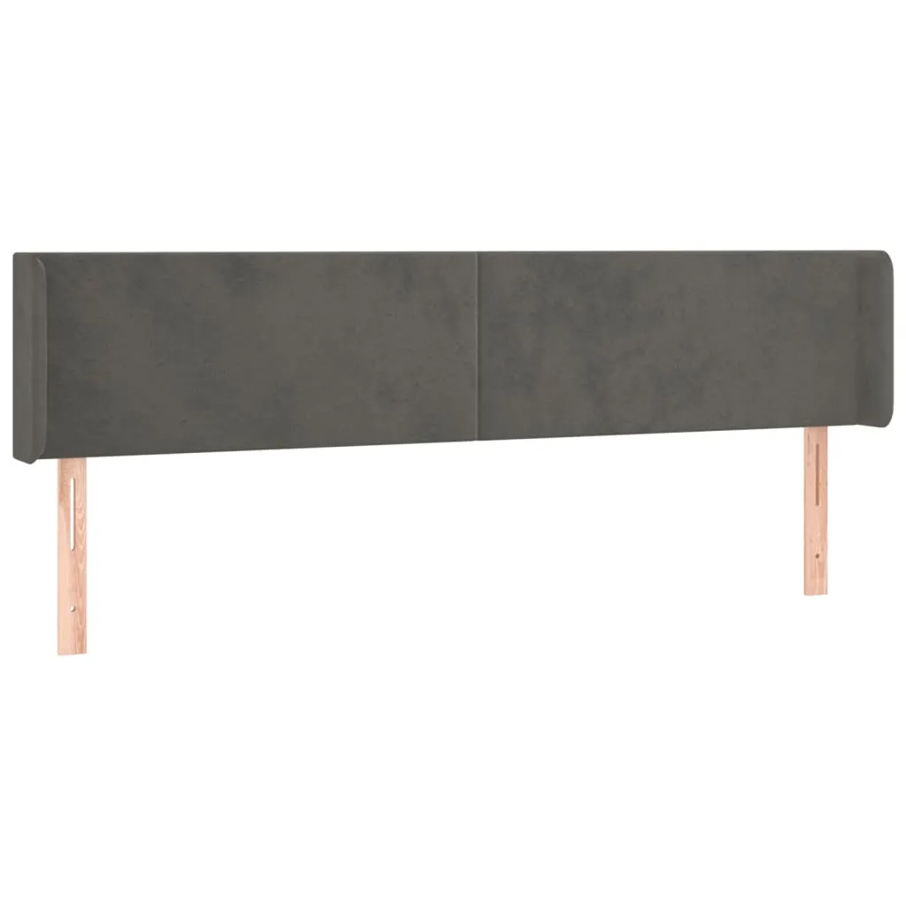 Tăblie de pat cu aripioare gri închis 163x16x78/88 cm catifea - imagine 2