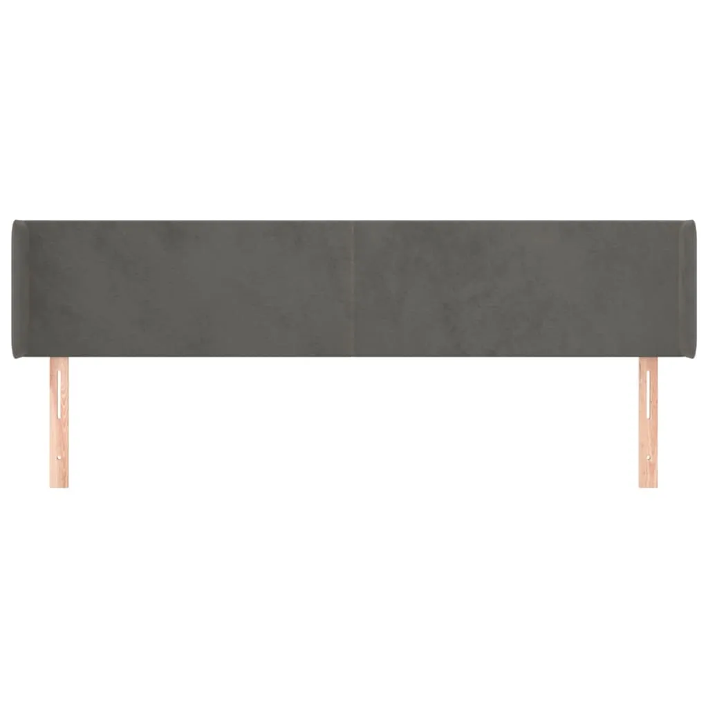 Tăblie de pat cu aripioare gri închis 163x16x78/88 cm catifea - imagine 3