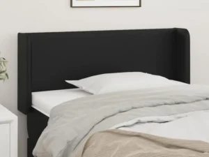 Tăblie de pat cu aripioare negru 83x16x78/88 cm piele ecologică