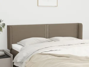 Tăblie de pat cu aripioare gri taupe 147x16x78/88 cm textil