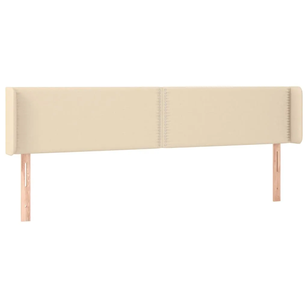 Tăblie de pat cu aripioare crem 163x16x78/88 cm textil - imagine 2