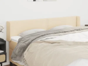 Tăblie de pat cu aripioare crem 163x16x78/88 cm textil