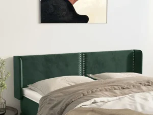 Tăblie de pat cu aripioare verde închis 147x16x78/88 cm catifea