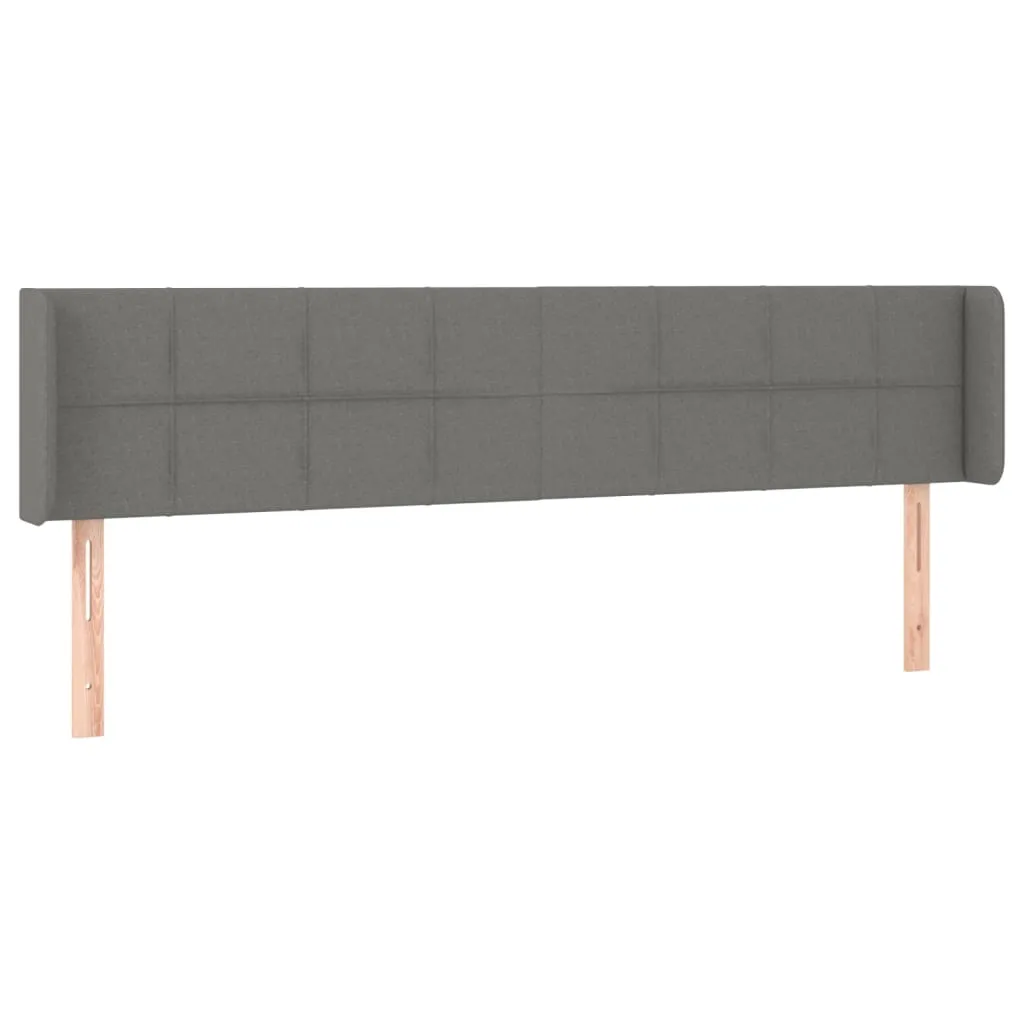 Tăblie de pat cu aripioare gri închis 163x16x78/88 cm textil - imagine 2