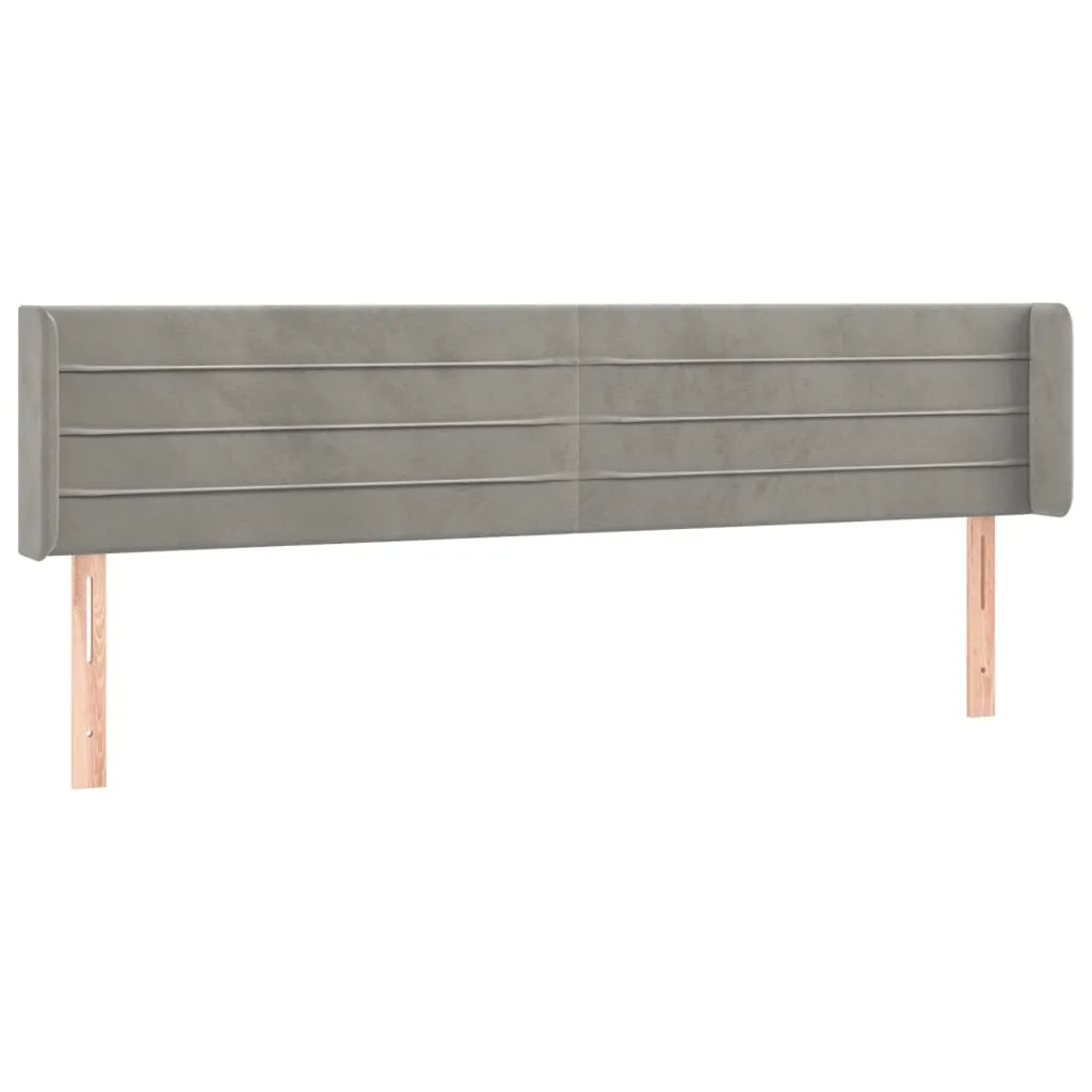 Tăblie de pat cu aripioare gri deschis 163x16x78/88 cm catifea - imagine 2