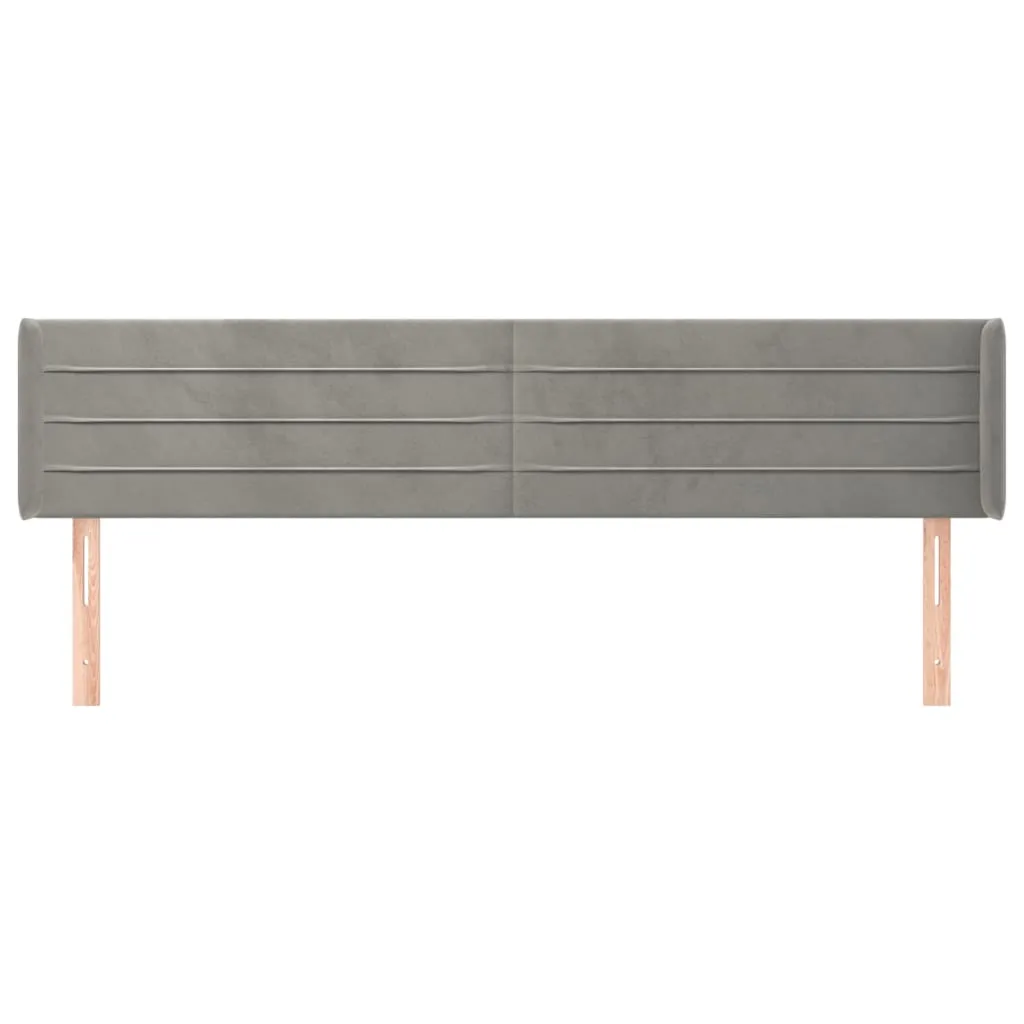 Tăblie de pat cu aripioare gri deschis 163x16x78/88 cm catifea - imagine 3