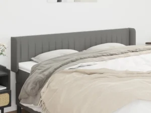 Tăblie de pat cu aripioare gri închis 183x16x78/88 cm textil
