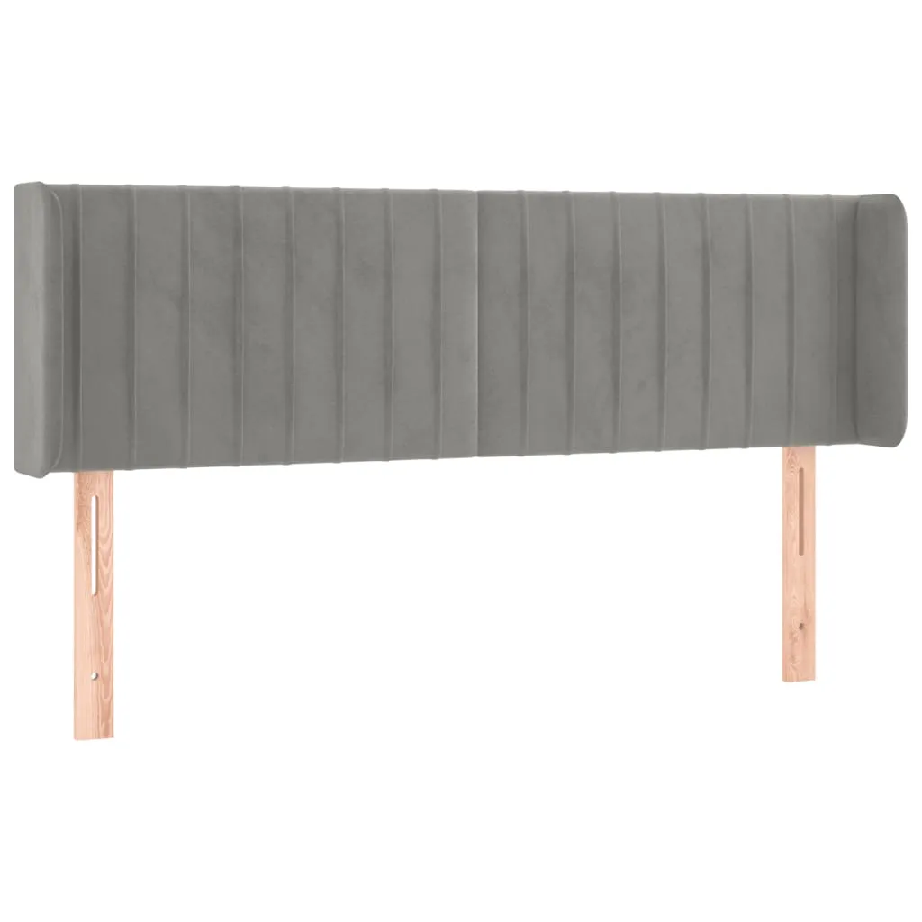 Tăblie de pat cu aripioare gri deschis 147x16x78/88 cm catifea - imagine 2