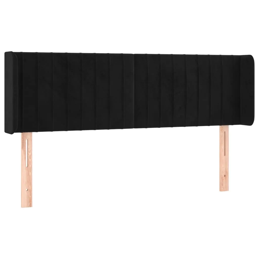 Tăblie de pat cu aripioare negru 147x16x78/88 cm catifea - imagine 2